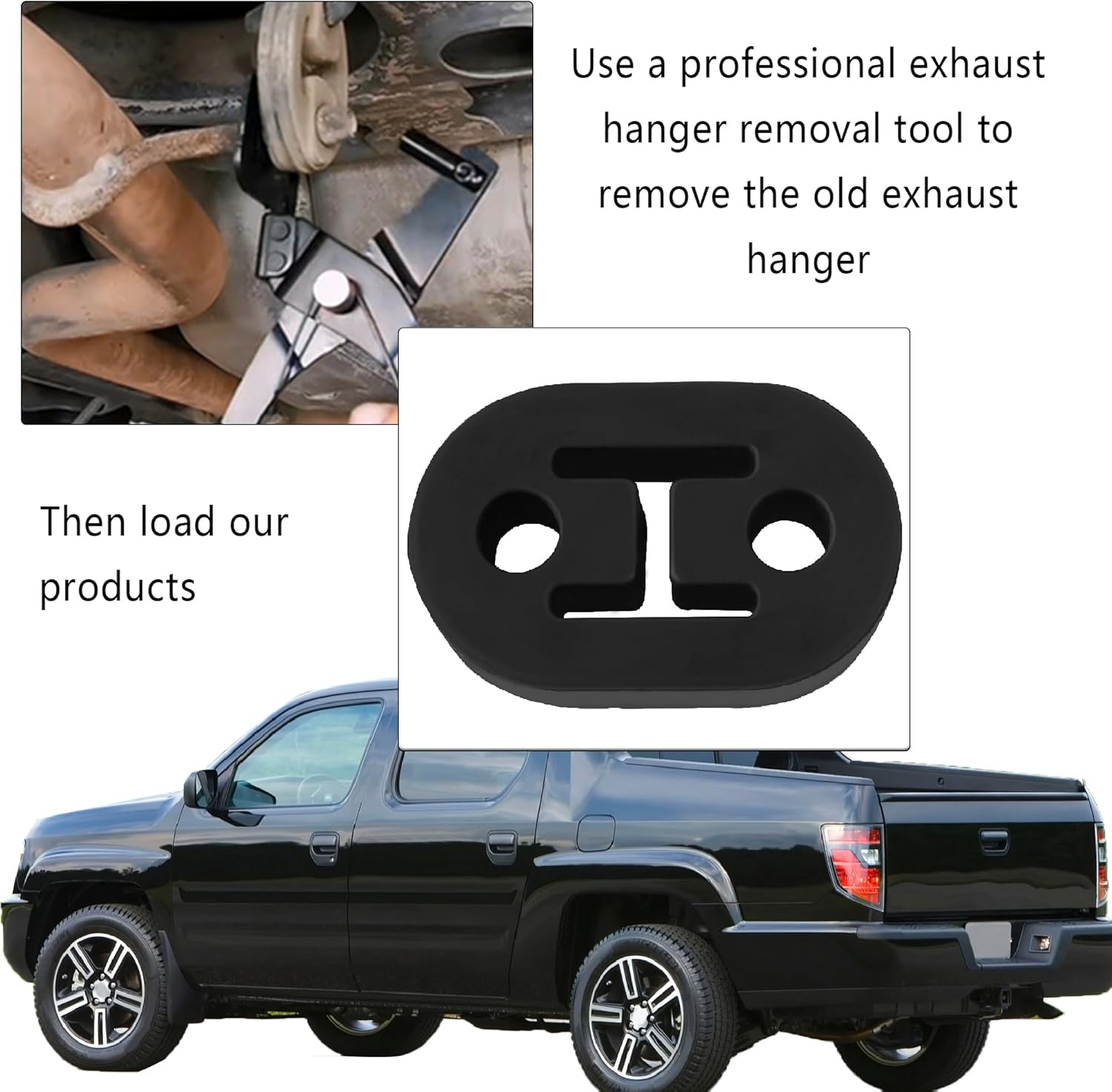 4PCS Rubber Exhaust Hangers with 2 12Mm Holes - Professional Muffler Hanger Universal Fit for Car Truck SUV - Exhaust System Auto Part for Shock Absorption & Noise Reduction (4PCS)