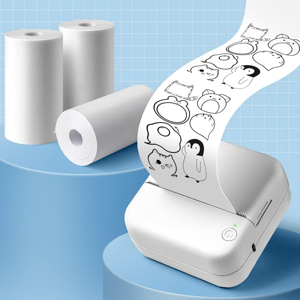 Mini Sticker Printer, Mini Thermal Printer, Mini Pocket Printer for Customized, Portable Printer for Phone, Pocket Label Printer for Memo Note (8Pcs Print Paper+5Pcs Sticker) image number 4