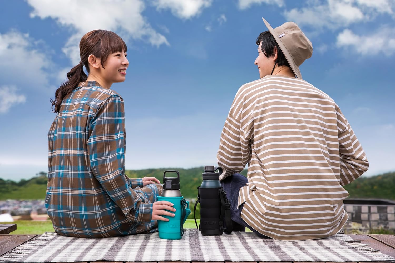 MTA-Z15SKP Tiger Thermos Water Bottle, 0.3 Gal (1.5 L), MTA-B150 Type & MTA-T150 Type Vacuum Insulated Bottle Pouch with Strap, Large Capacity, Machine Washable, Black image number 1