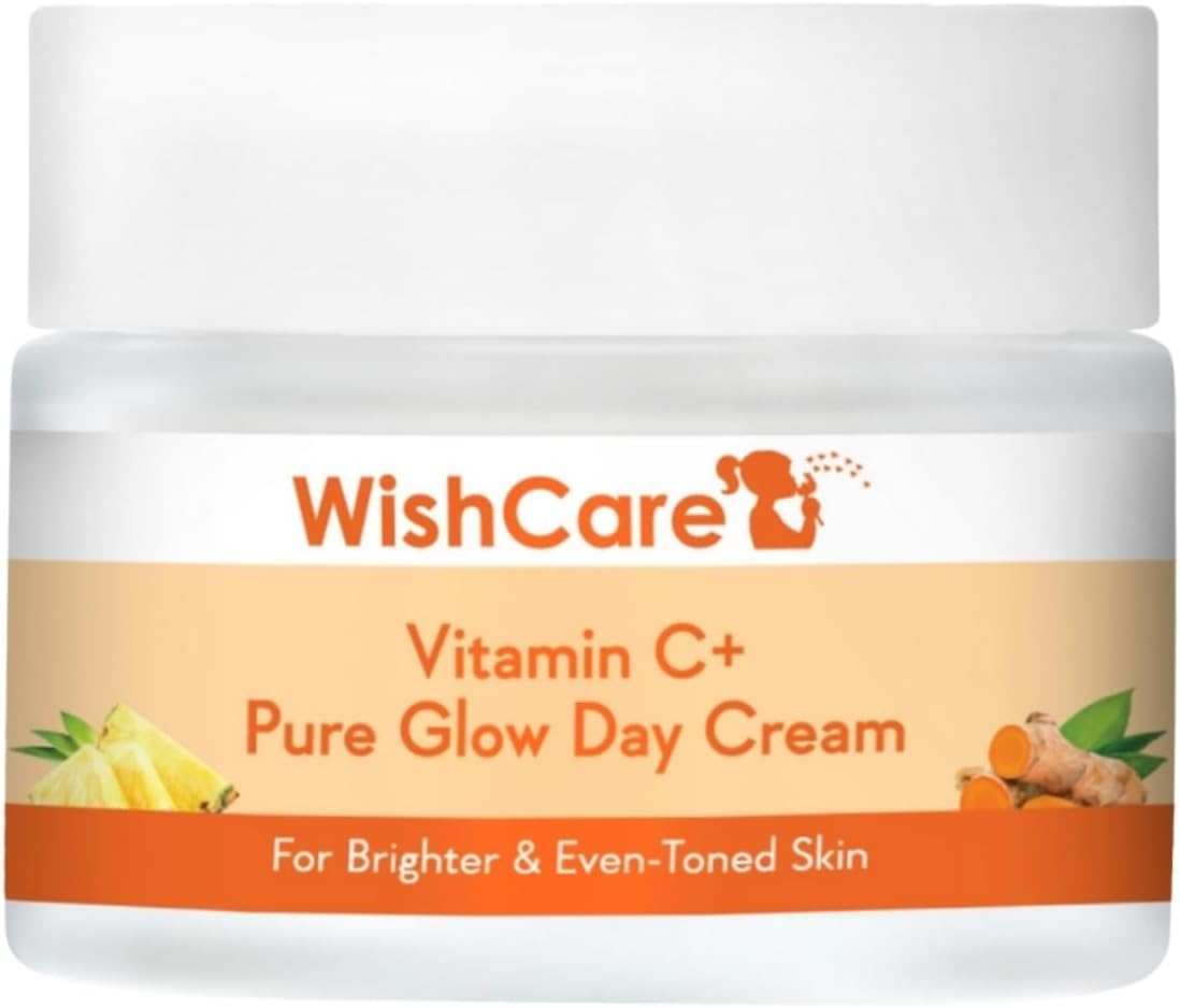 Wishcare Pure Glow Vitamin C Face Cream for Women & Men - Day & Night Cream - for Glowing, Bright, Young and Pigmentation Removal - with Hyaluronic Acid, Niacinamide, Oranges, Berries & Turmeric-50 Gm