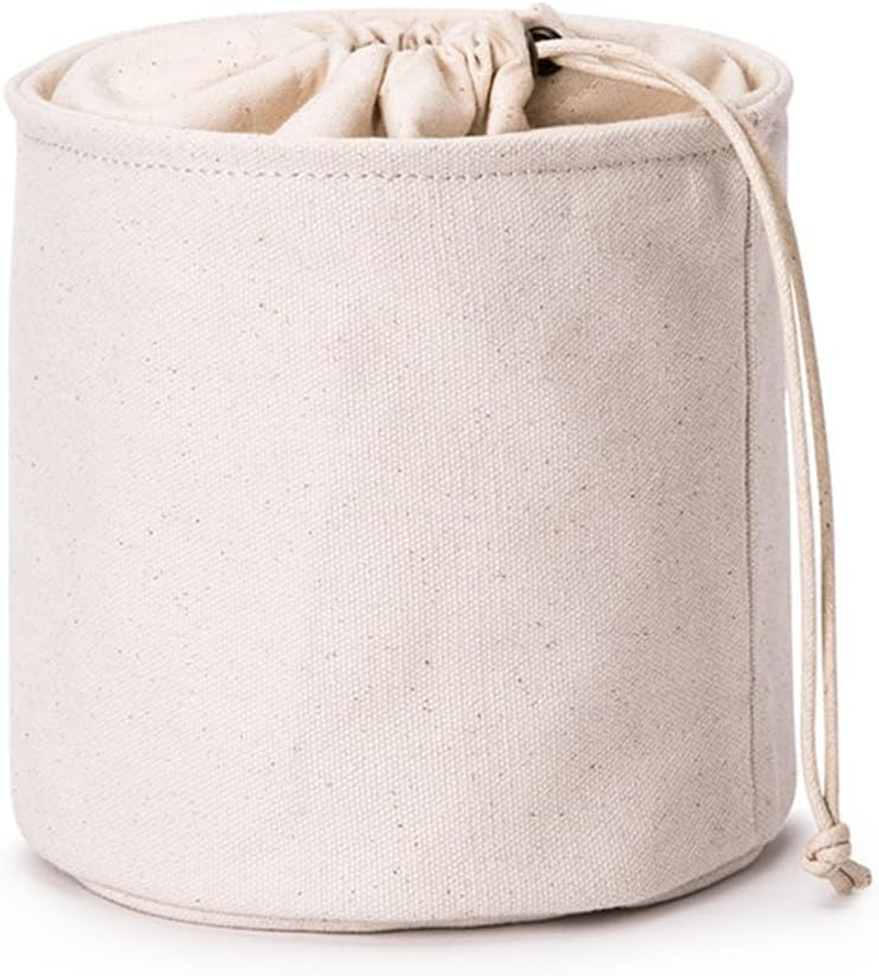 YONBEN Tall Purse Organizer Insert Womens Canvas round Handbag Organizer Storage,Handbag Purse Organizer round Cosmetic Pouch Bag Bucket Makeup Bag (Beige, M)&hellip; image number 4
