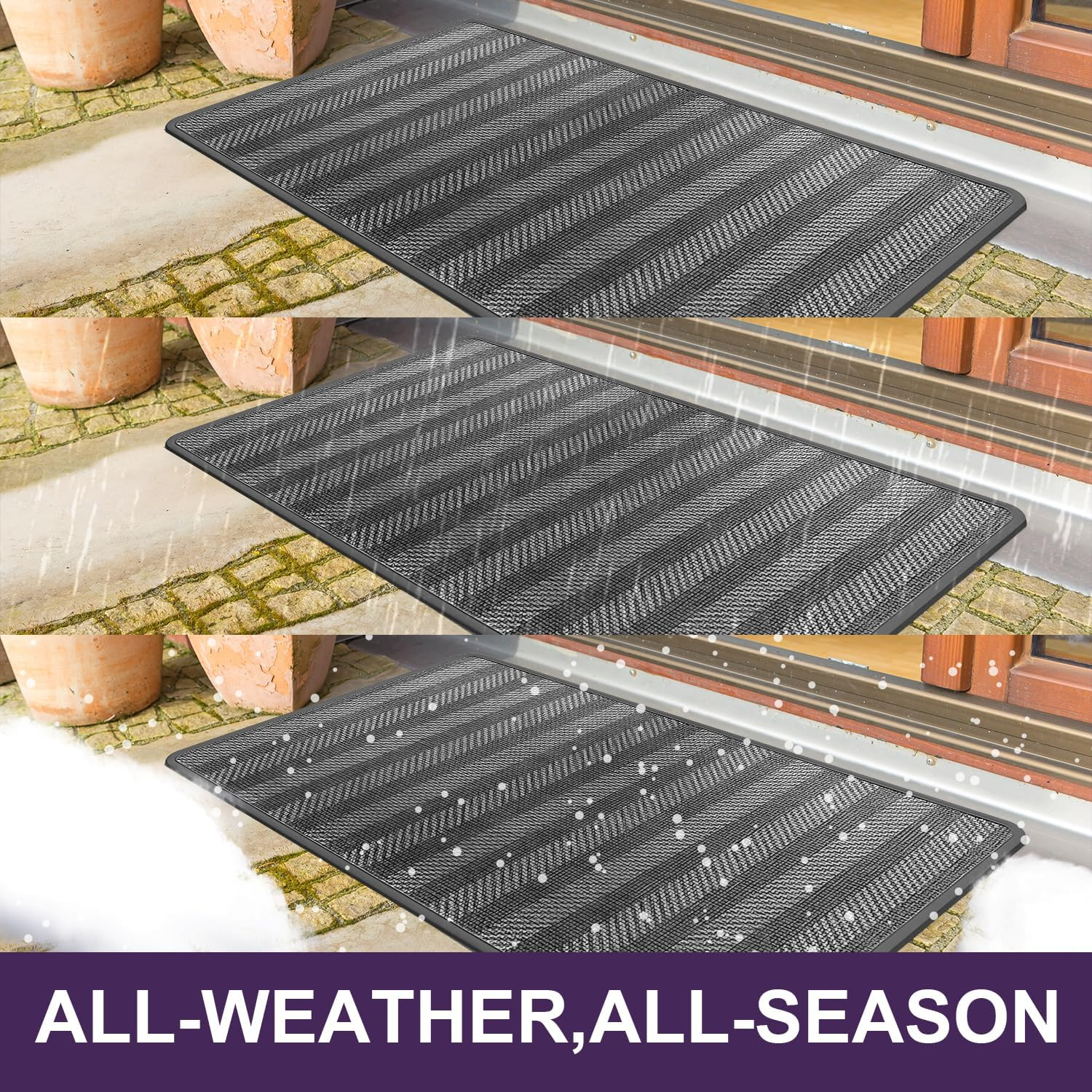 Non-Slip Front Door Mat，60 * 90 Welcome Mats Heavy Duty Durable Low Profile outside Doormat,Washable Absorbent Low-Profile inside Mat Entry Mat Entry Rug Door Mat Indoor Entrance(Grey) image number 1