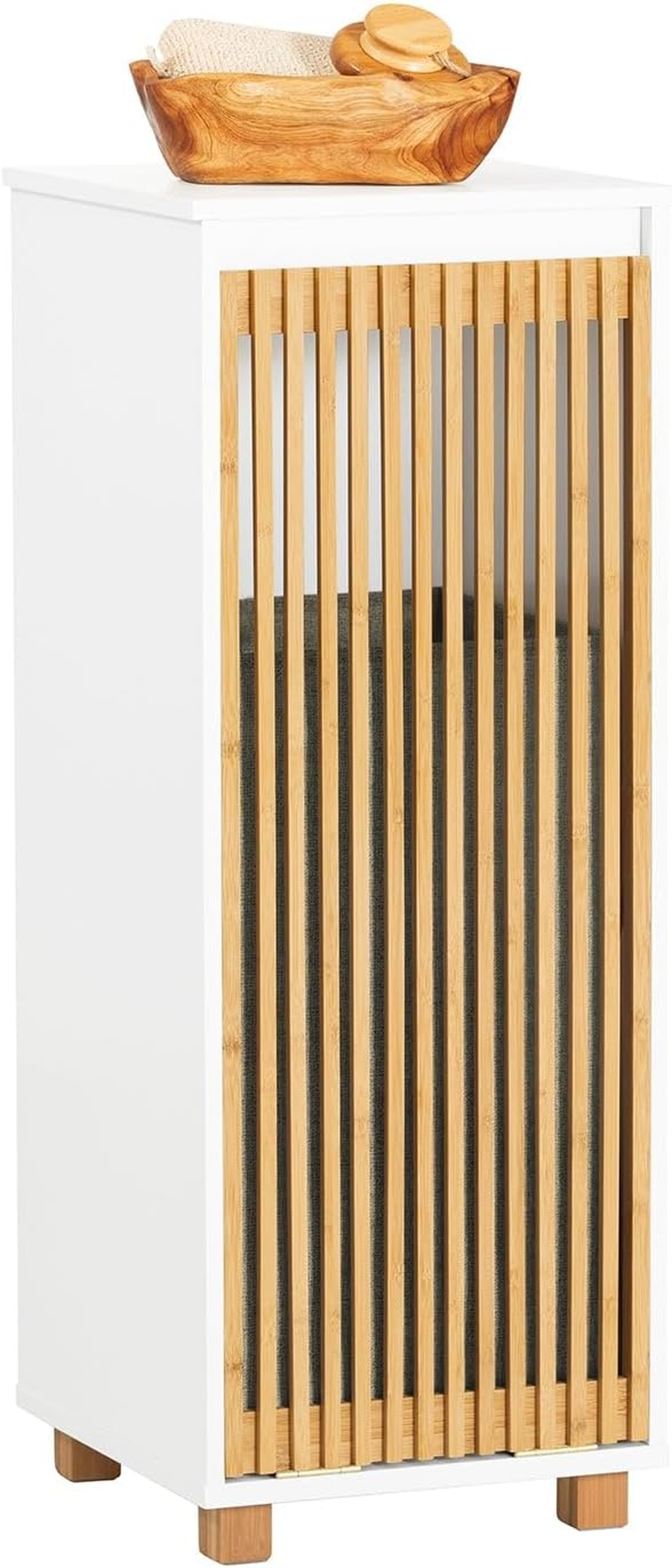 Sobuy Bathroom Storage Furniture Cabinet with Laundry Chest Bathroom Cupboard with Bamboo Door BZR126-W image number 2