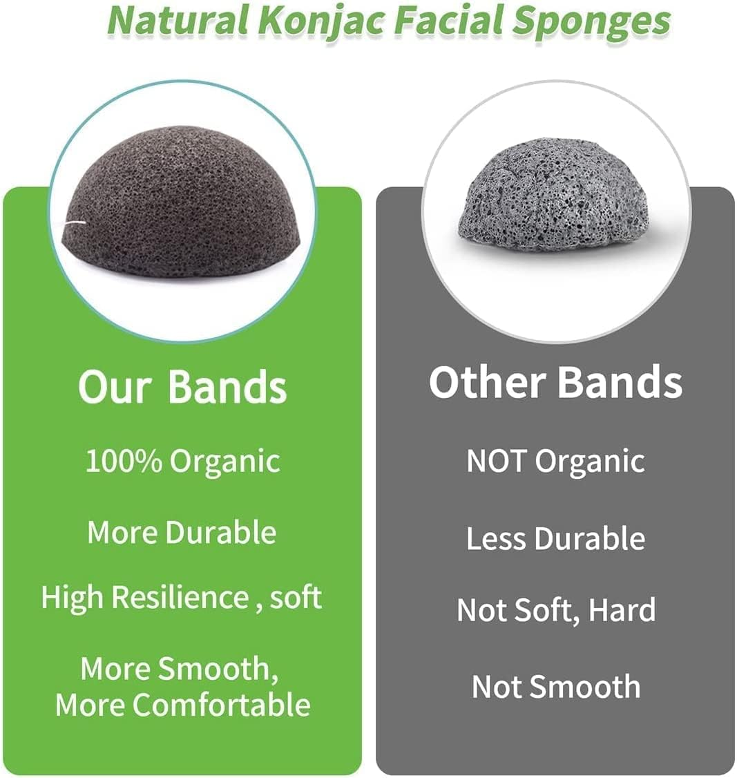 Konjac Face Sponges for Cleansing and Exfoliating, Konjac Facial Sponges for Washing Cleaning Face Body with Activated Charcoal, Natural Konjac Sponge Set for Oily Dry Sensitive Skin Skincare Tool image number 6