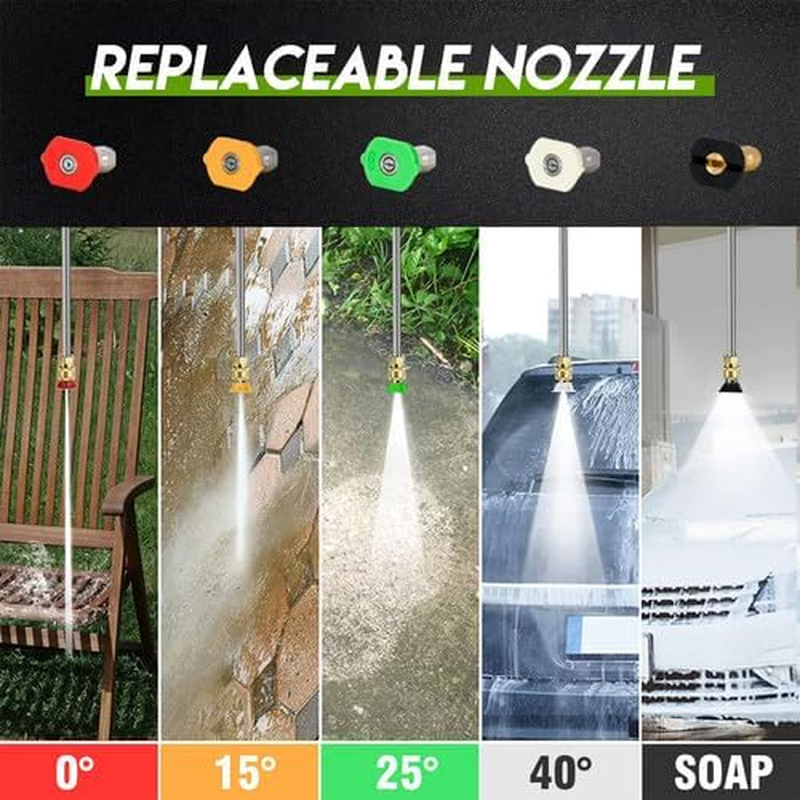 4000PSI High Pressure Washer Cleaner 2500W Electric Pressure Washer with Hose Reel and Spray Gun Holder Electric Water Gurney Pump Hose with 5 Nozzles,Detergent Tank for Cleaning Patios, Cars image number 5