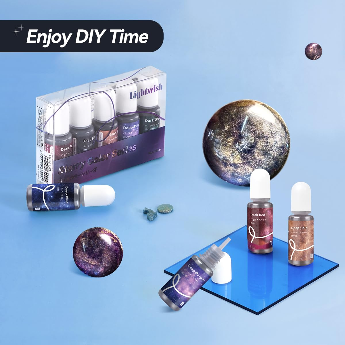 LIGHTWISH Epoxy Resin Color Pigment - 5 Starry Sky Black Colors UV Resin Dye - Highly Concentrated for DIY Jewelry Making, Keychain, Art Making image number 4