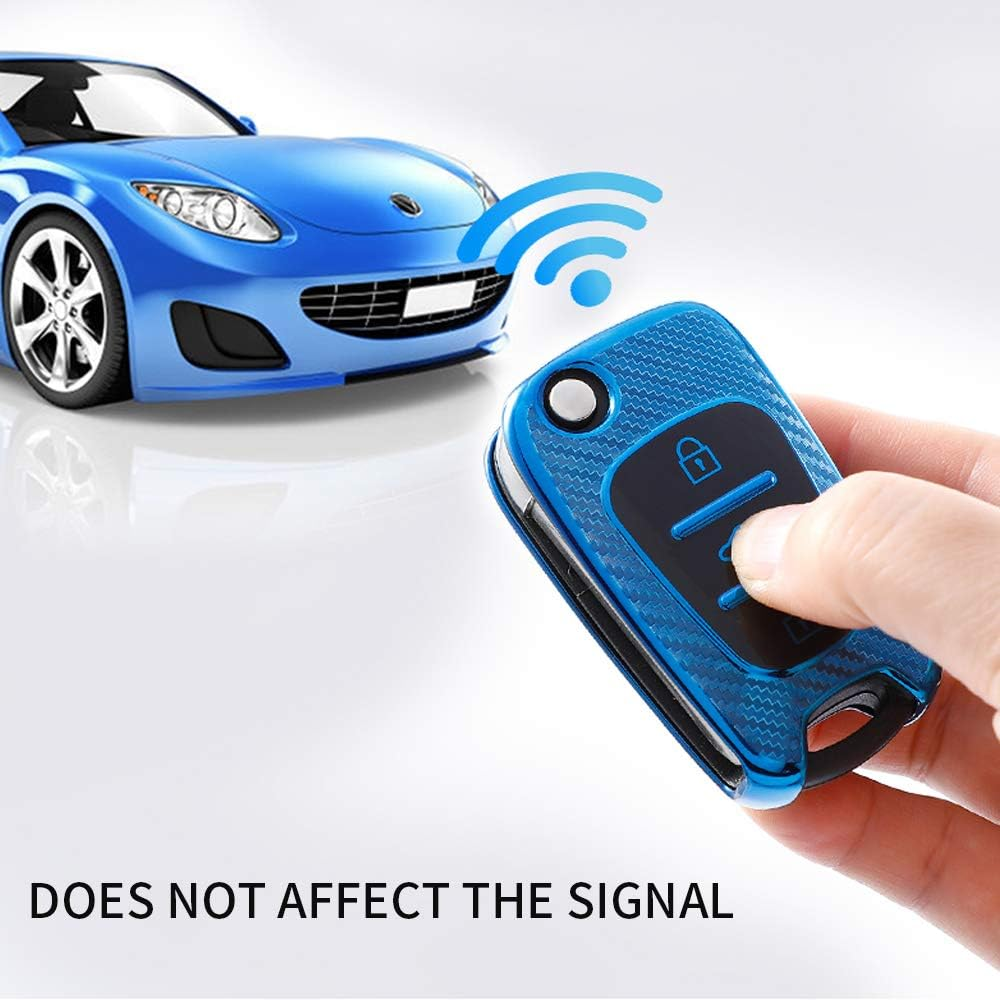 Ontto TPU Silicone Car Key Fob Cover Keyring for Kia Ceed Sportage Sorento Rio Hyundai I10 I20 I30 IX35 Veloster Accessories Flip Folding Key Case Remote Key Shell Key Holder Protector Red image number 4