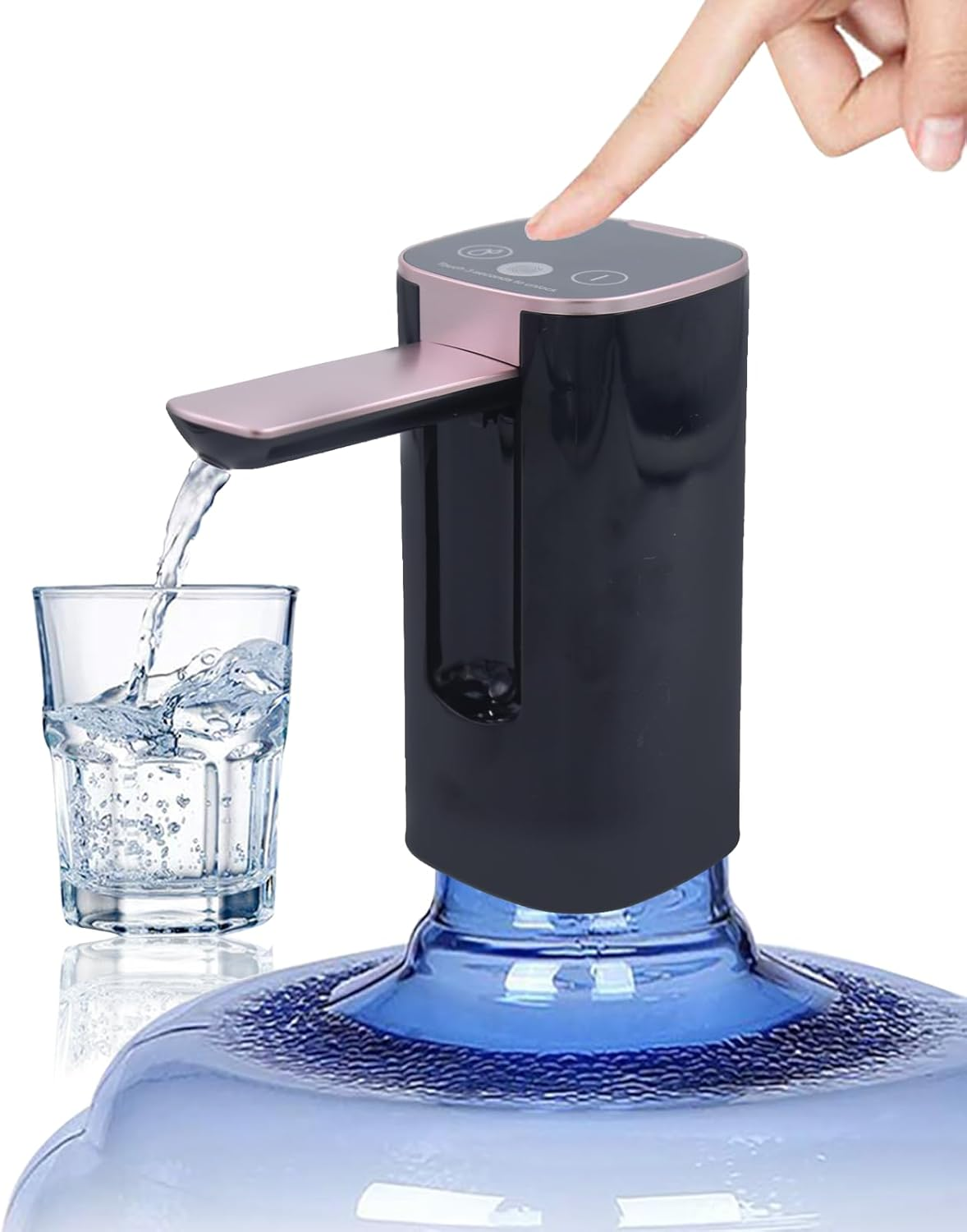 Smart Water Dispenser, Electric Portable Water Bottle Pump Rechargeable USB Charging Manual Folding Spout for Kitchen Office Home Camping Bedroom Campervan White