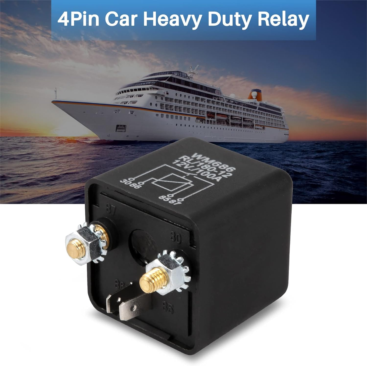 Ceahoify 12V 100Amp 4-Pin Heavy Duty On/Off Switch Split Charge Relay for Auto Boat Van Black
