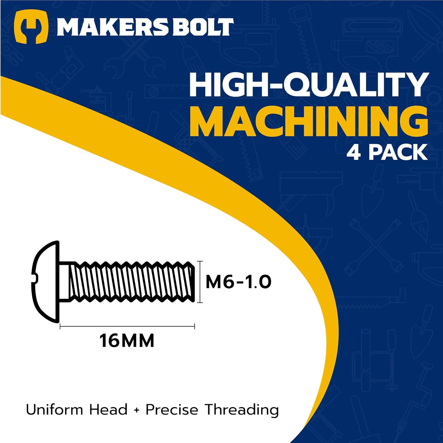 Black License Plate Screws for Lexus, Toyota, and Honda, Phillips Machine Pan Head 18-8, Stainless Steel, M6-1.0 X 16 Mm (Pack of 4)