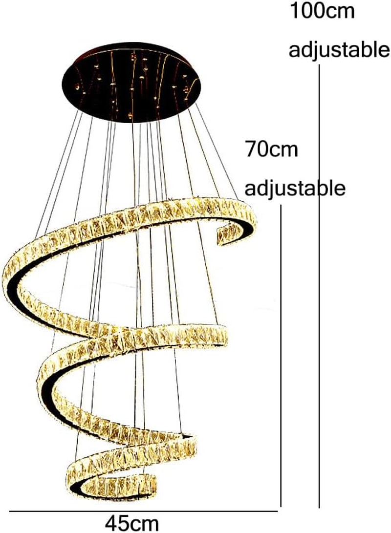 Crystal Chandelier - Large LED Pendant Light for High Ceilings, Adjustable Foyer Lighting Fixture for Staircase, Entryway, Living Room, Dining Room, Kitchen, Bedroom WFJ image number 2