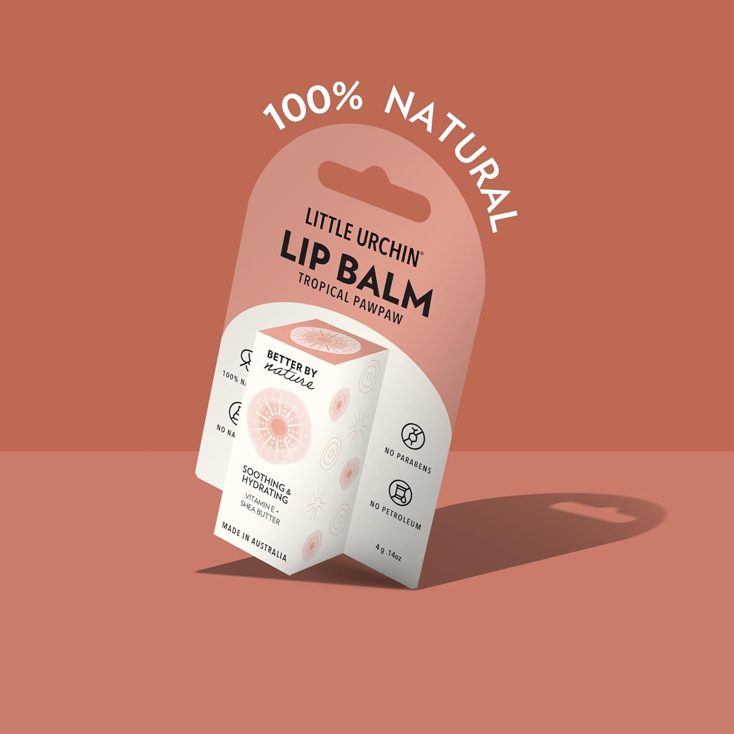 LITTLE URCHIN 100% Natural Lip Balm Tropical Pawpaw 4G &ndash; Lip Care with Beeswax, Coconut Oil, Shea Butter & Vitamin E &ndash; Ultra-Hydrating & Nourishing Lip Moisturiser | Australian Made image number 2