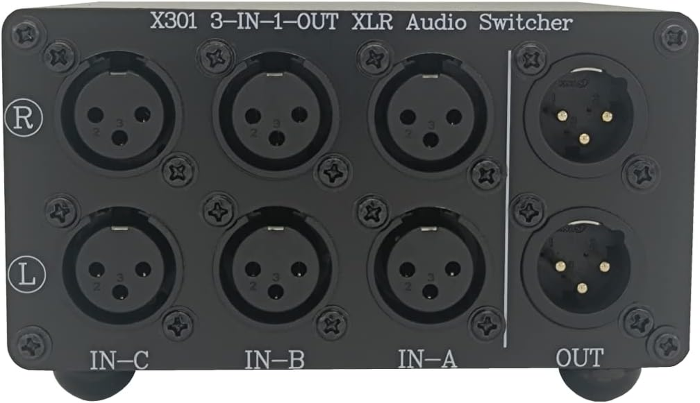 SOLUPEAK 3-Way XLR Stereo Audio Switch Box, Balanced Audio Converter, Passive Signal Source Audio Input Selector Switcher Splitter Box 3 in 1 Out (X301) - 3 In 1 Out image number 4