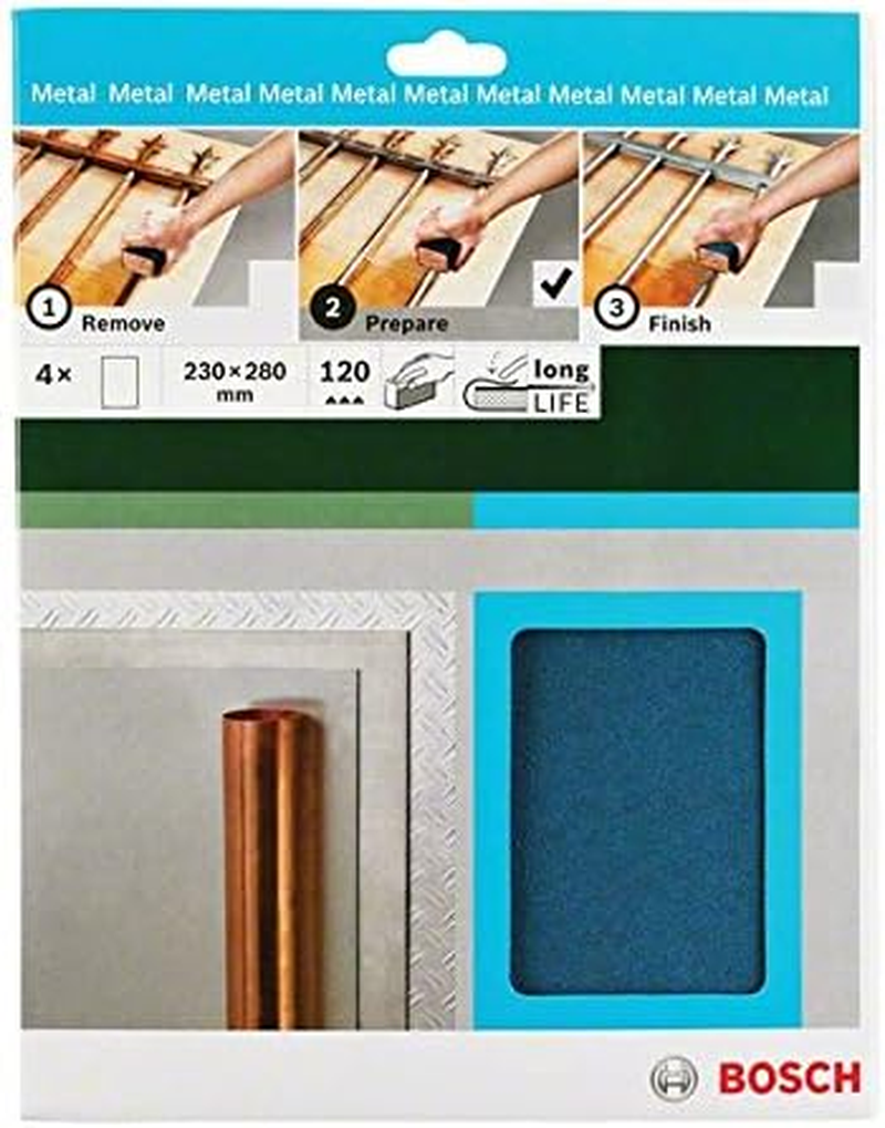Bosch Home and Garden 2609256C42 Hand Sanding Sheet Metal &ndash; Blue, 230 X 280Mm, Grit 120