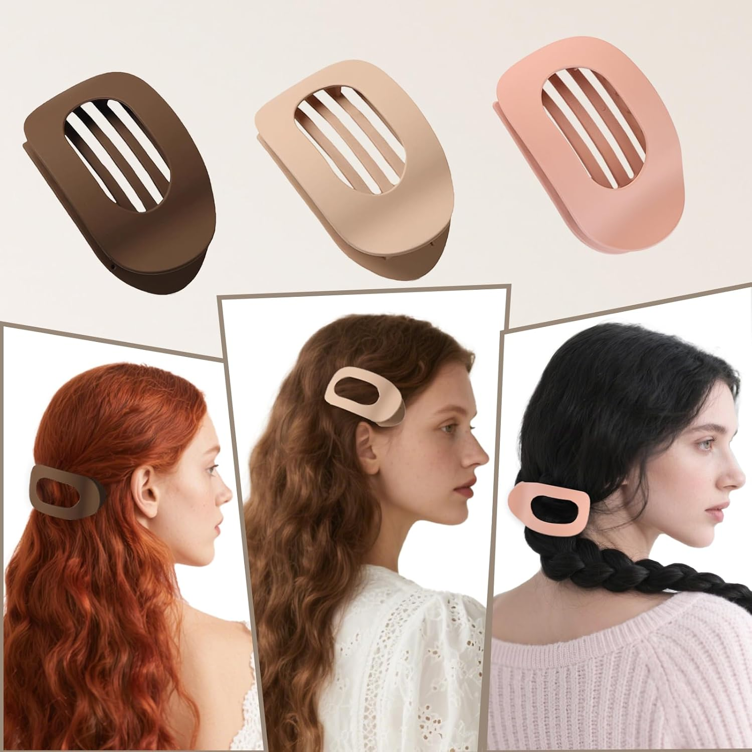 Pack of 6 Hair Clips for Women Large Flat Hair Clip French Flat Claw Clip for Thin and Thick Hair Driving Everyday Use image number 1