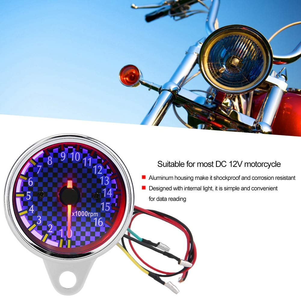 Electronic Tachometer Gauge, Motorcycle Tachometer, LED Tachometer for Most DC 12V Motorcycles image number 4