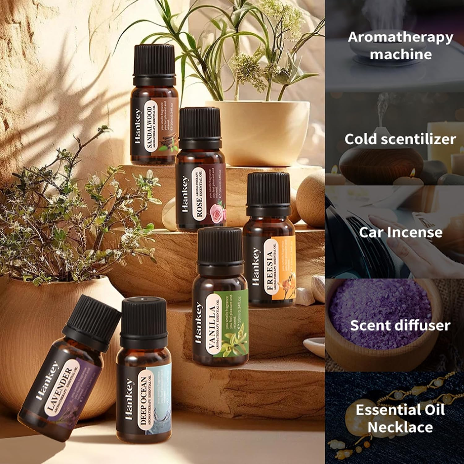 Essential Oils Set, Starter Kit Oils for Diffusers for Home, Aromatherapy Oils Gift Set 6 * 10 Ml - Rose, Lavender, Freesia, Deep Ocean, Sandalwood, Vanilla for Any Occasion image number 2