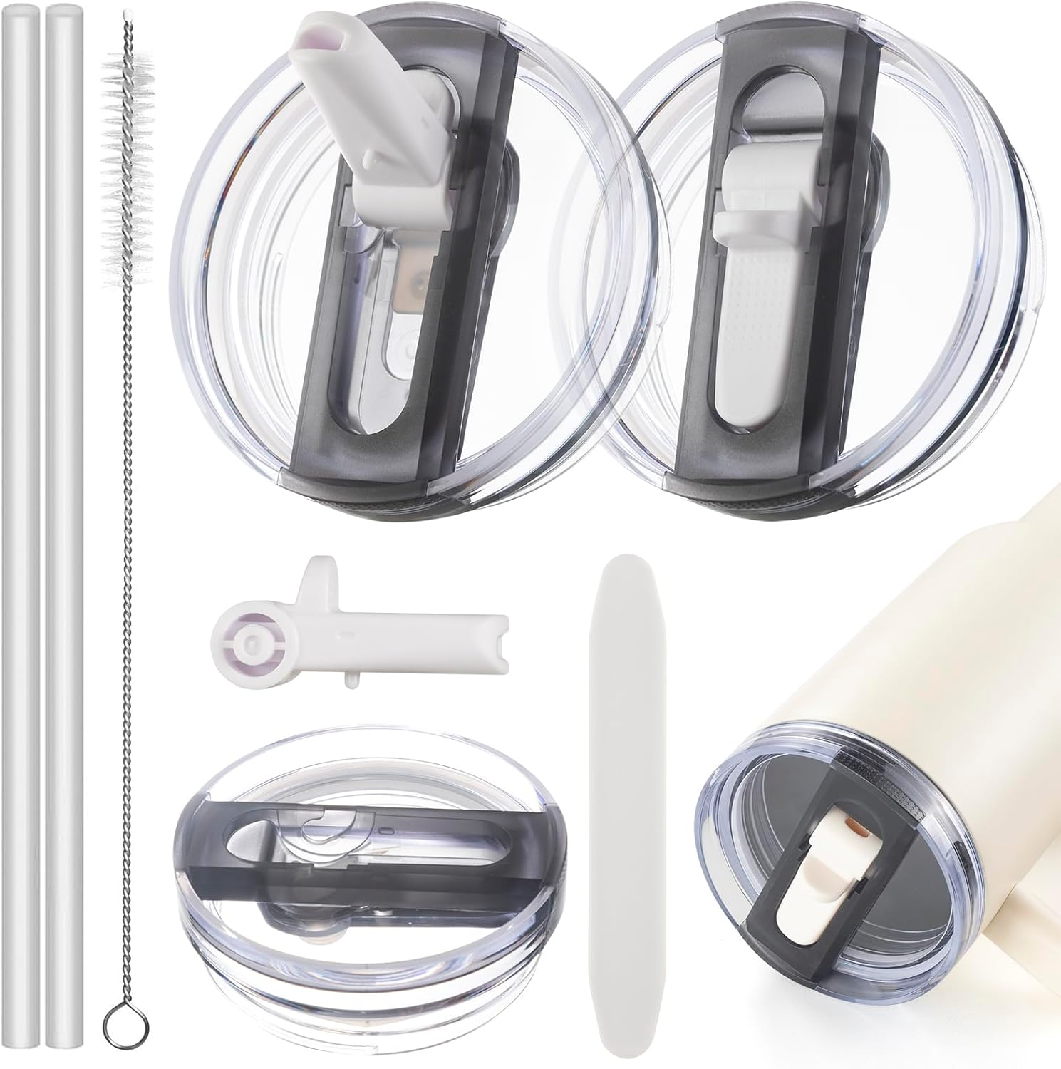 2Pcs 40 Oz Lid Leak-Proof for Stanley Cup - Tumbler Detachable Flip Straw Lid, Lids Replacement Accessories for Stanley Cups, Cup Accessories, Set with Cover