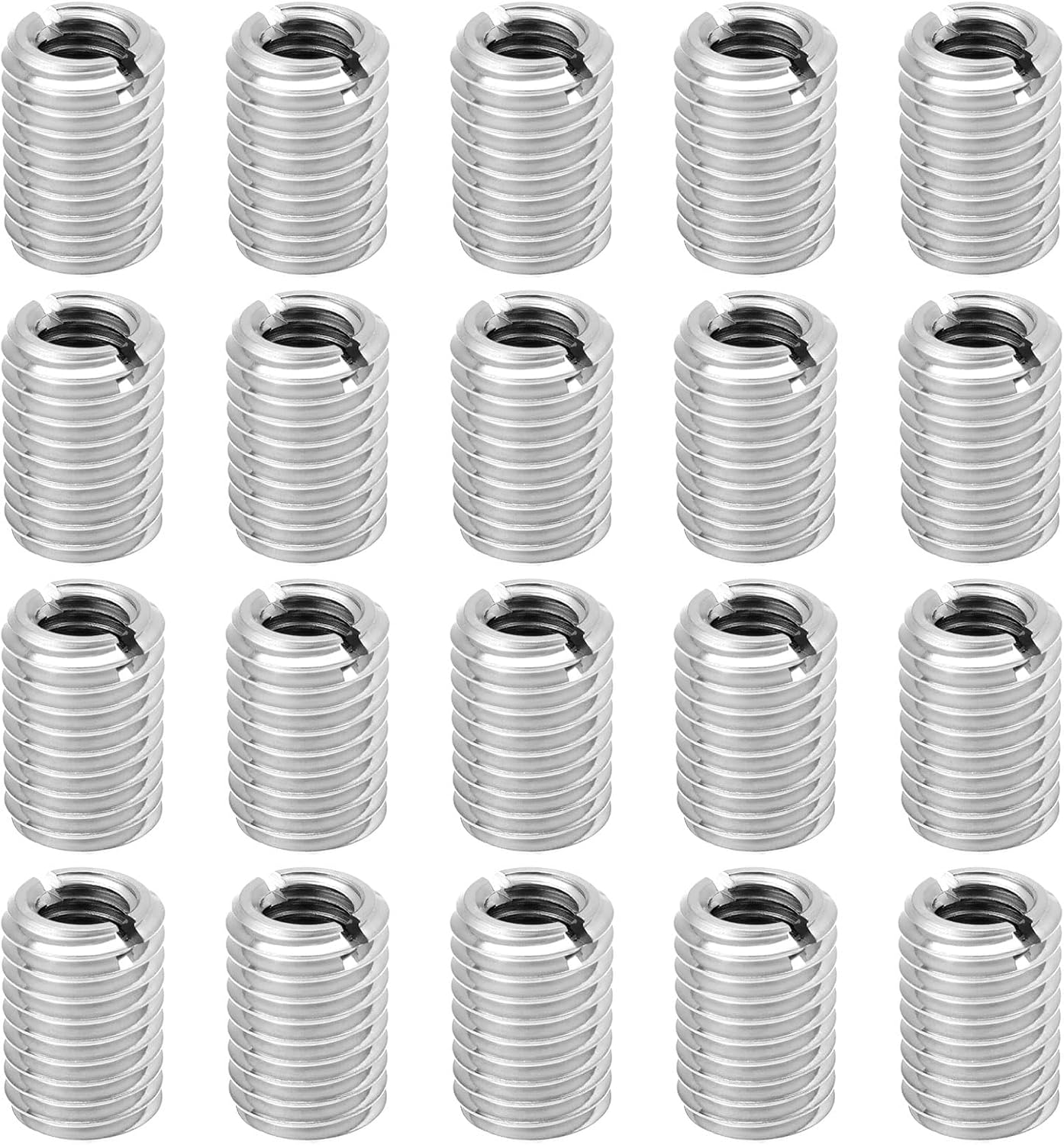 YINETTECH 20Pcs M12 to M8 Threaded Repair Insert Nut, Male Thread M12X1.75 and Female Thread M8 X 1.25 Length 18MM Conversion Reducer Nut Stainless Steel Slotting Thread Adapter image number 3