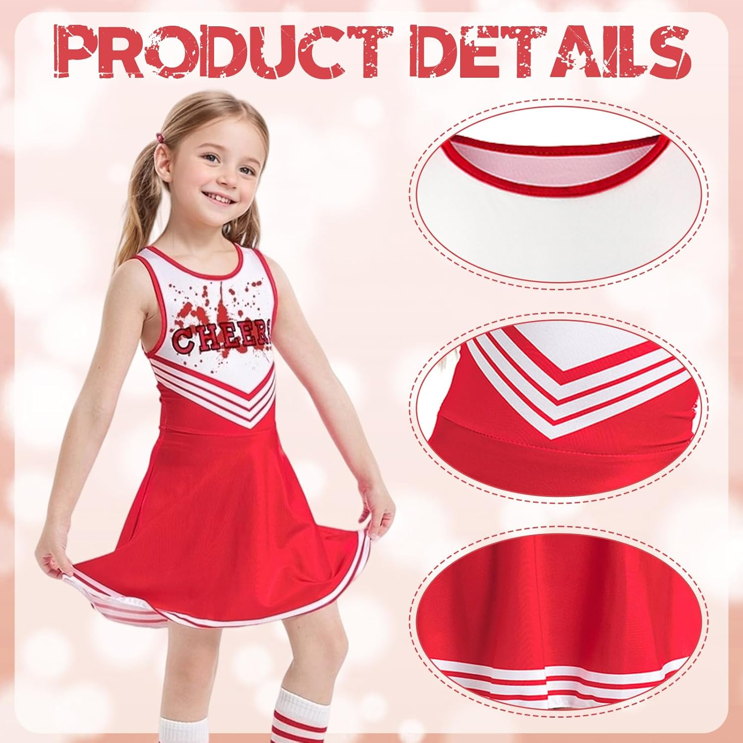 Women Zombie Halloween Cheerleader Costume,Zombie Cheerleader Outfit, Dead Fearleader Dress, Scary Themed Party Cosplay image number 6