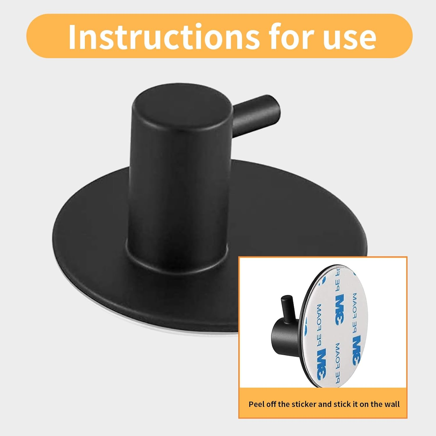 Stylora 6PCS Black Shower Hooks for inside Shower Rust Resistant Waterproof Hooks Stainless Steel Wall Hooks Adhesive Towel Hooks for Bathrooms Metal Adhesive Hooks Kitchen Wall Hooks Holds 2KG image number 2