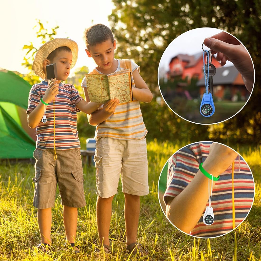 SIRLOMU Pack of 9 Mini Compass, Survival Compass, Children'S Compass for Outdoor, Guide Children'S Gifts, Mini Compass for Outdoor Sports Camping Hiking (Multi-Colour) image number 4