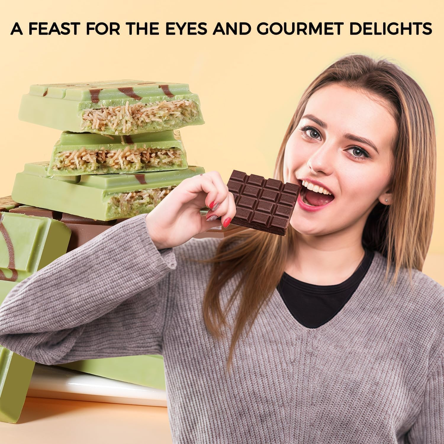 Fimary Chocolate Molds - Non-Stick Chocolate Candy Molds, Food Grade Silicone Chocolate Bar Mold for Baking, Candy, Chocolate Snacks, Easily Make Delicious Chocolate - 2 Pack image number 5