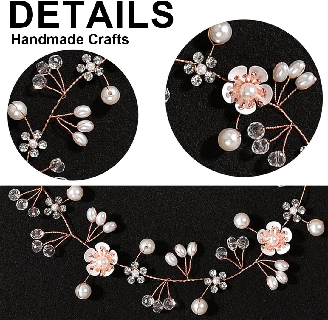 ZORVUJI Hair Accessories Communion Girls Flower Wreath Hair Children Wedding Hair Band Girls First Communion Beads Headband image number 3