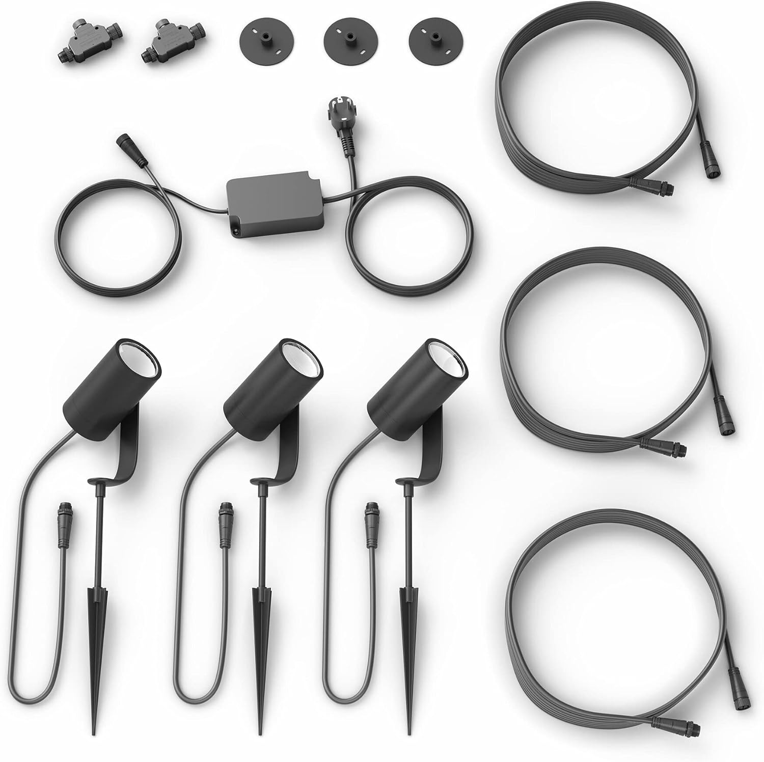 Philips Hue Lily Garden Spotlight 3-Light Base Set - Illuminated with White and Coloured Light - IP65 Waterproof Pin Spot - Works with Alexa and Google Home - Outdoor Light - Ground Spot - Connect To image number 3