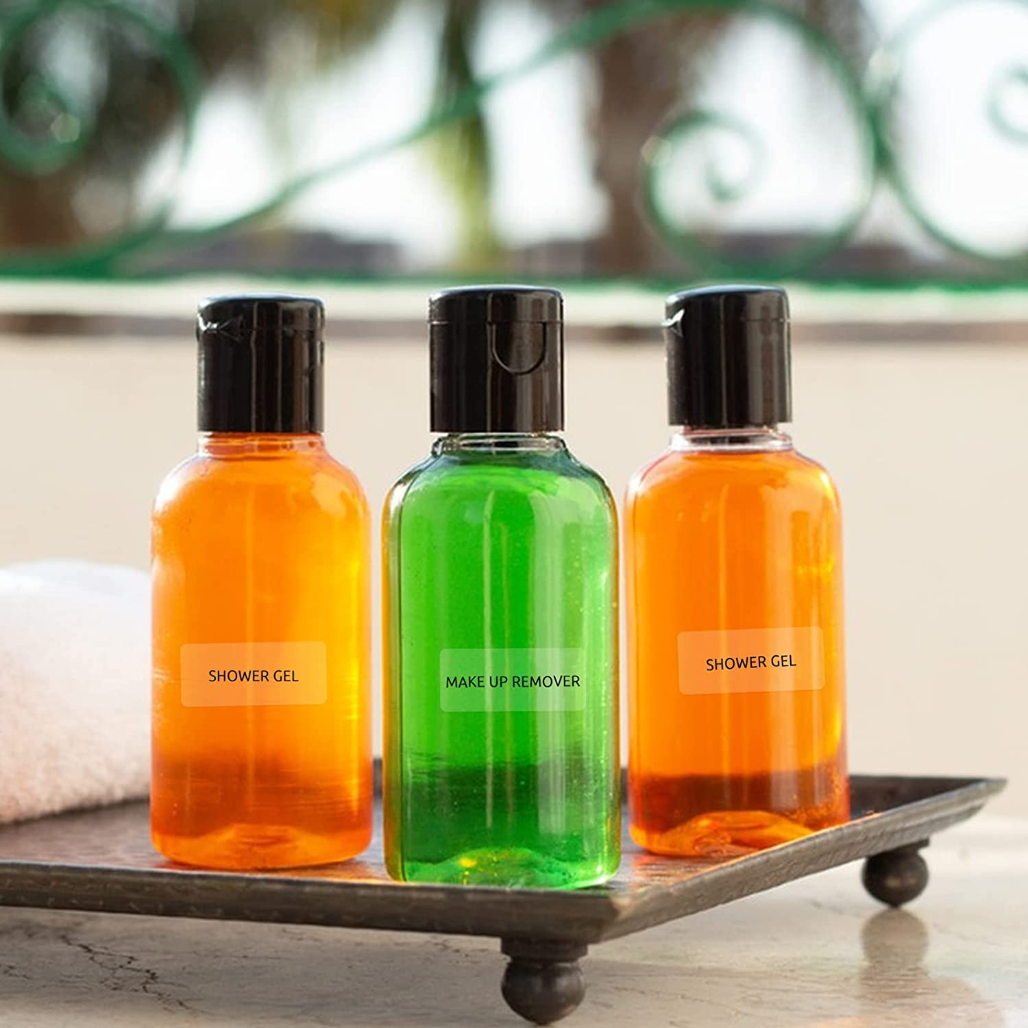 140Pcs Clear Bathroom Labels for Beauty Organization - Waterproof Stickers for Body Wash, Shampoo Dispensers, Skin Care Bottles, Lotion Cream, Cosmetic Travel Bottles