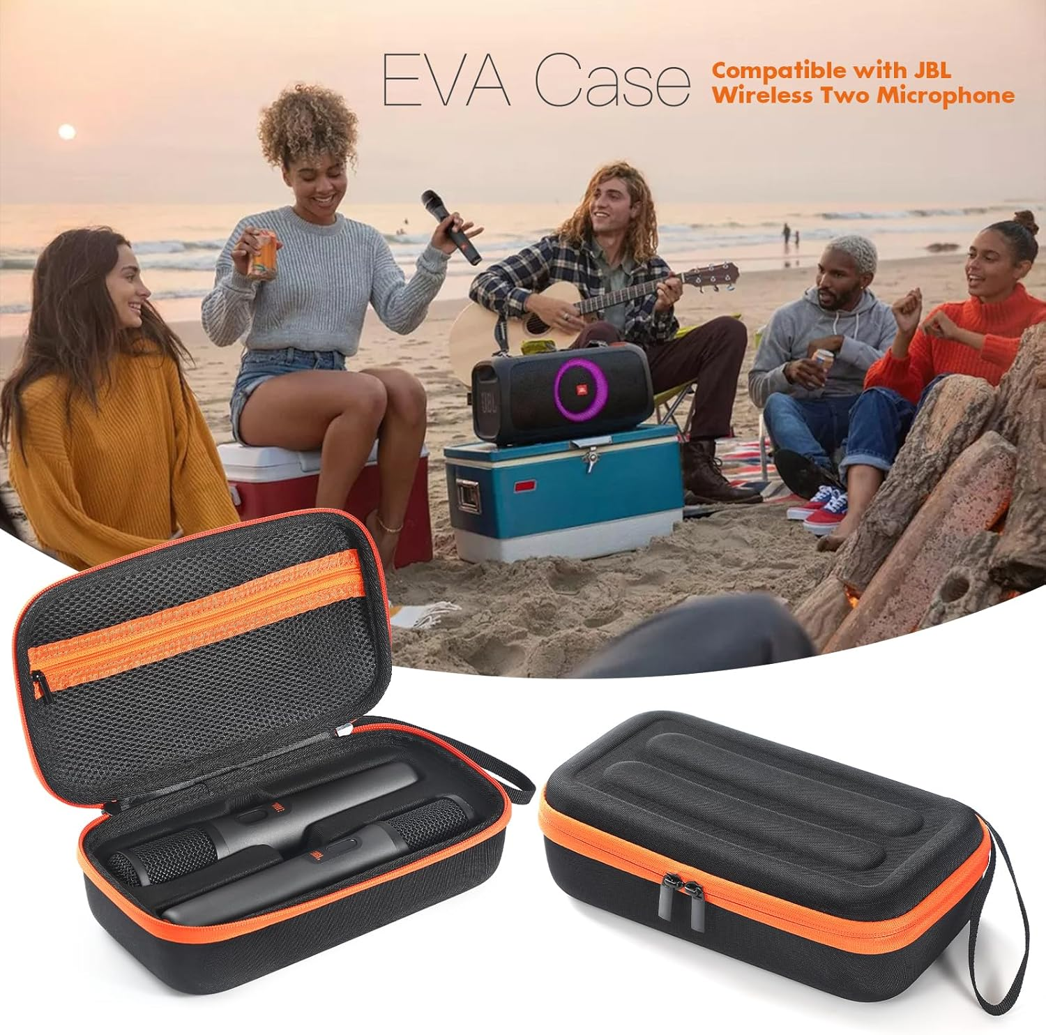 Mic Case, Partybox Encore Wireless Microphone Case for JBL Partybox Encore Handheld Dual Mic Travel Storage Bag (For Charging Style)
