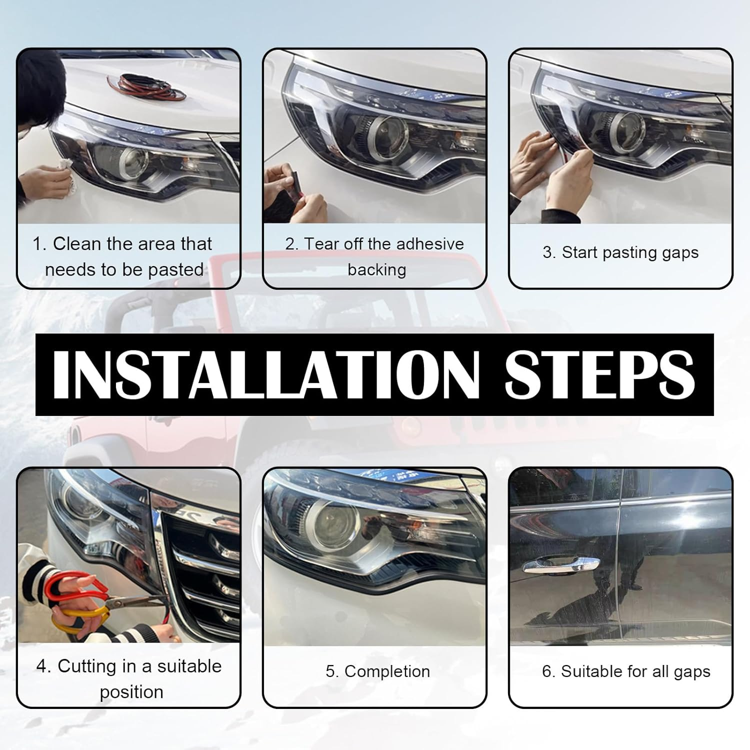 Hawyet 1 PC 16.4 Ft/5 M Auto T Shape Leak Sound Proofing Sealing Strip, Automotive Universal Body Gap Filling Sealing Strip, T-Type Ethylene Propylene Rubber Edge Protector Trim (Black #8 X 10Mm) image number 5