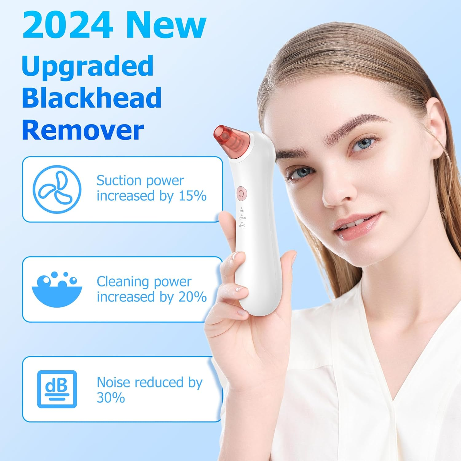 Blackhead Remover Pore Vacuum, Pore Extractor & Blackhead Removal Tools. Features 3 Adjustable Modes and 4 Probes for Removing Blackheads, Whiteheads, and Acne. Deeply Cleans the Skin image number 1