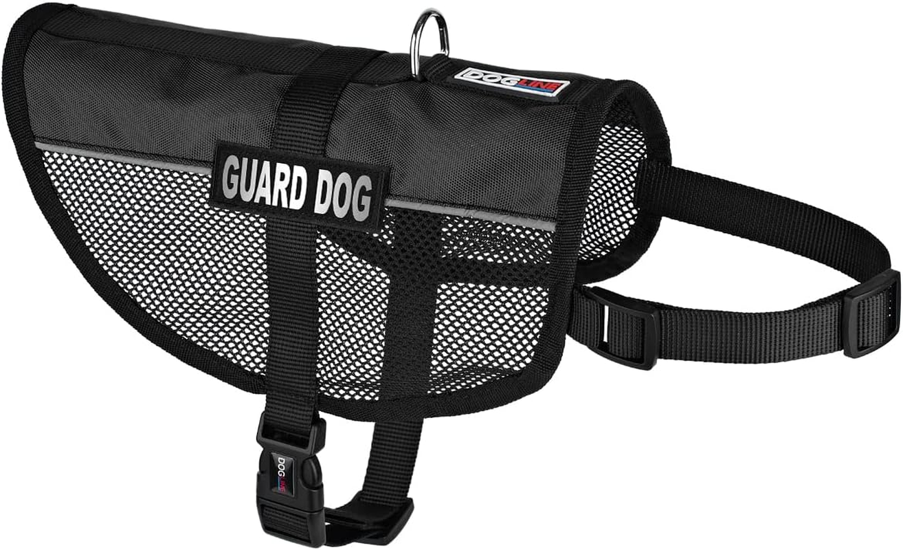 Dogline 22"-29" Maxaire Multipurpose Mesh Vest for Dogs & 2 Removable Guard Dog Patches, Large, Black image number 4