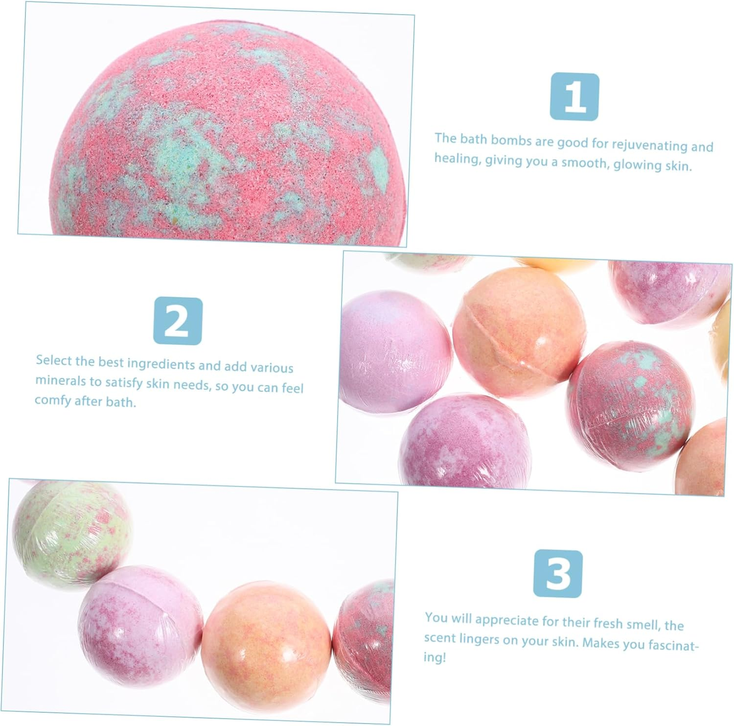 Beatifufu 12Pcs Spa Bath Balls Creative Adorable Bubble Boys and Girls Adults Glitter image number 4