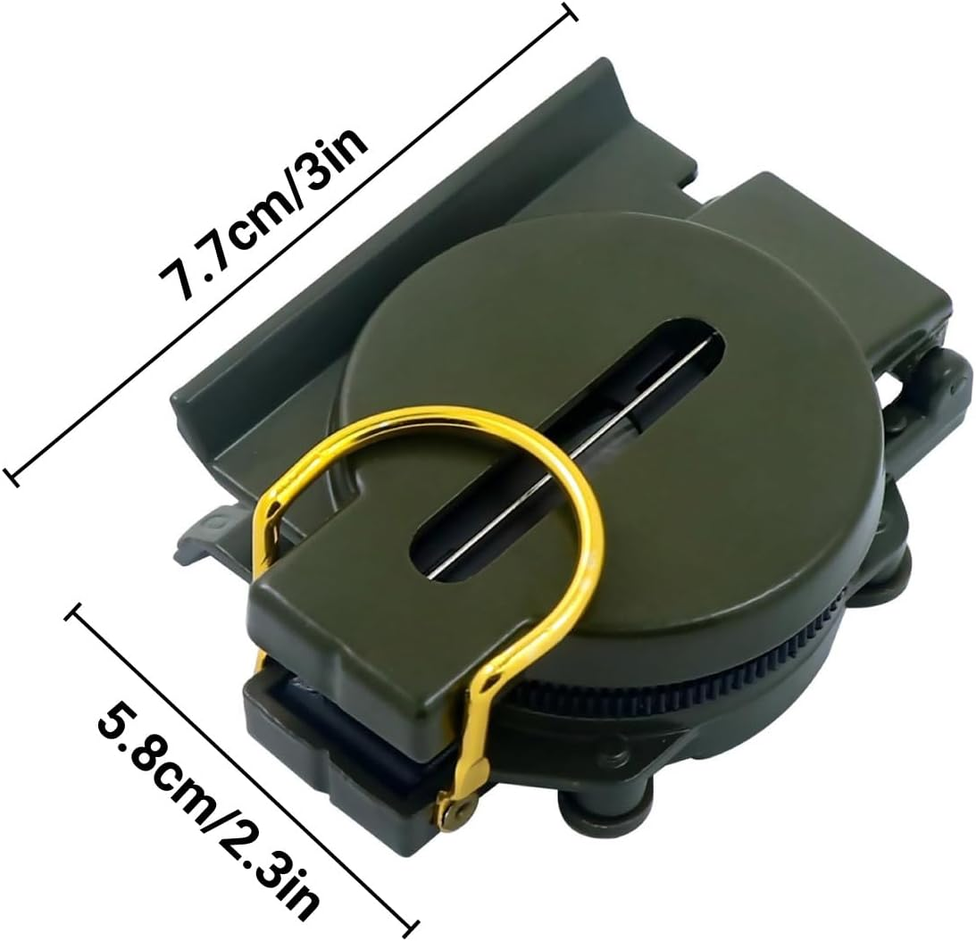 AIMALL Metal Compass DC45-2A with Magnifying Glass Portable Army Green Outdoor Navigation Tool for Hiking Camping Orienteering 3.03X2.28In image number 2