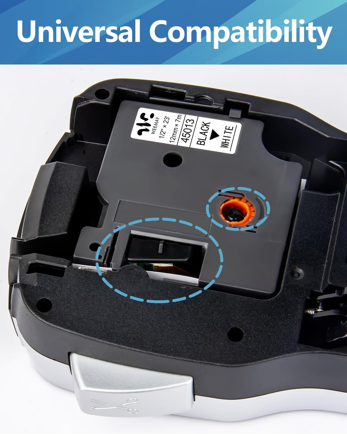 Weemay 6 Pack Compatible with Dymo Label Maker Refills D1 1/2 Inch Tape 45010 45013 45016 45017 45018 45019 12Mm D1 Color Tape for Labelmanager 160 280 210D 360D 420P Pnp 450D Printer, 1/2&rdquo; W X 23&rsquo; L image number 5