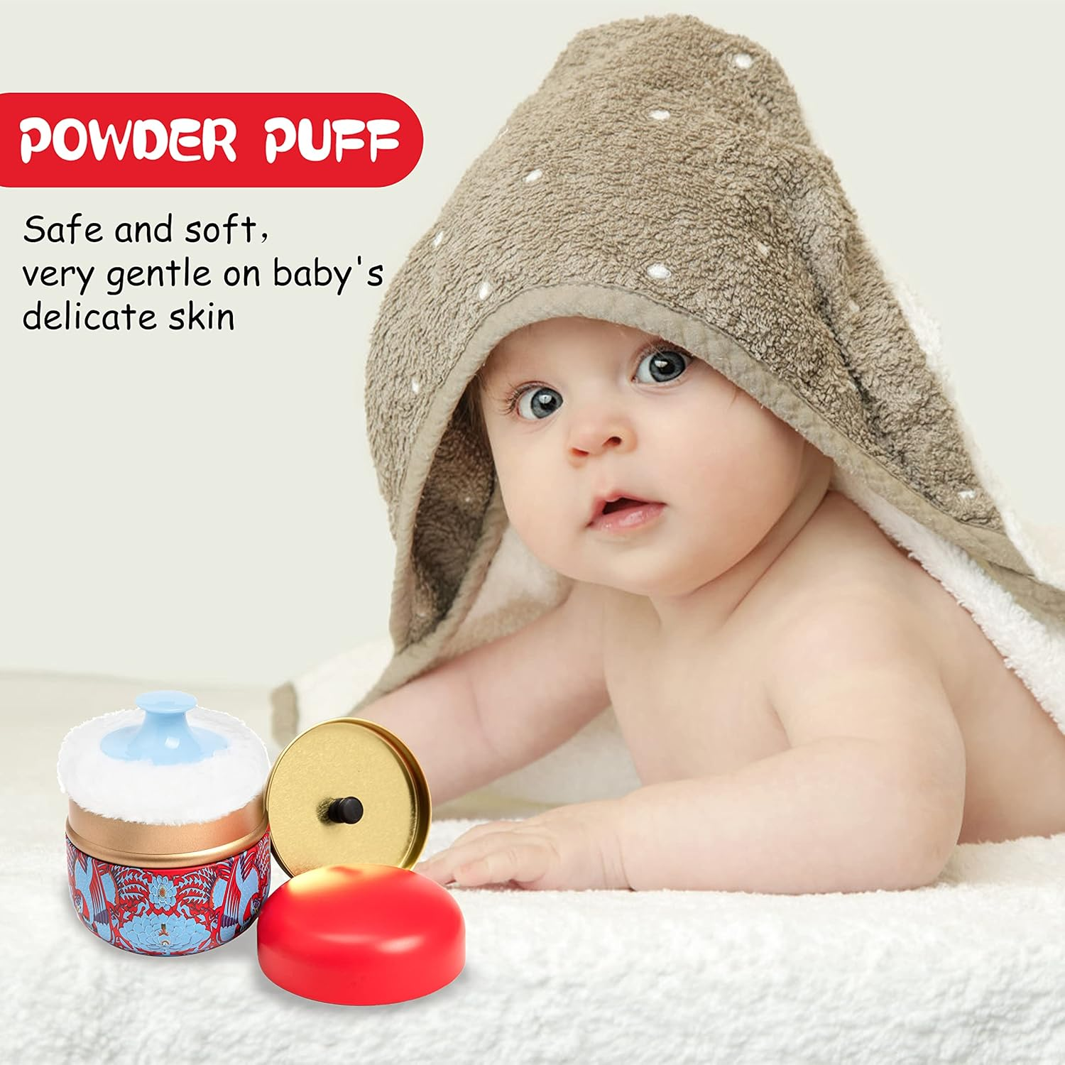 WEMEGA Body Powder Case with Powder Puff and Tea Box for Baby and Women - Travel Size (Abstract Totem) image number 1