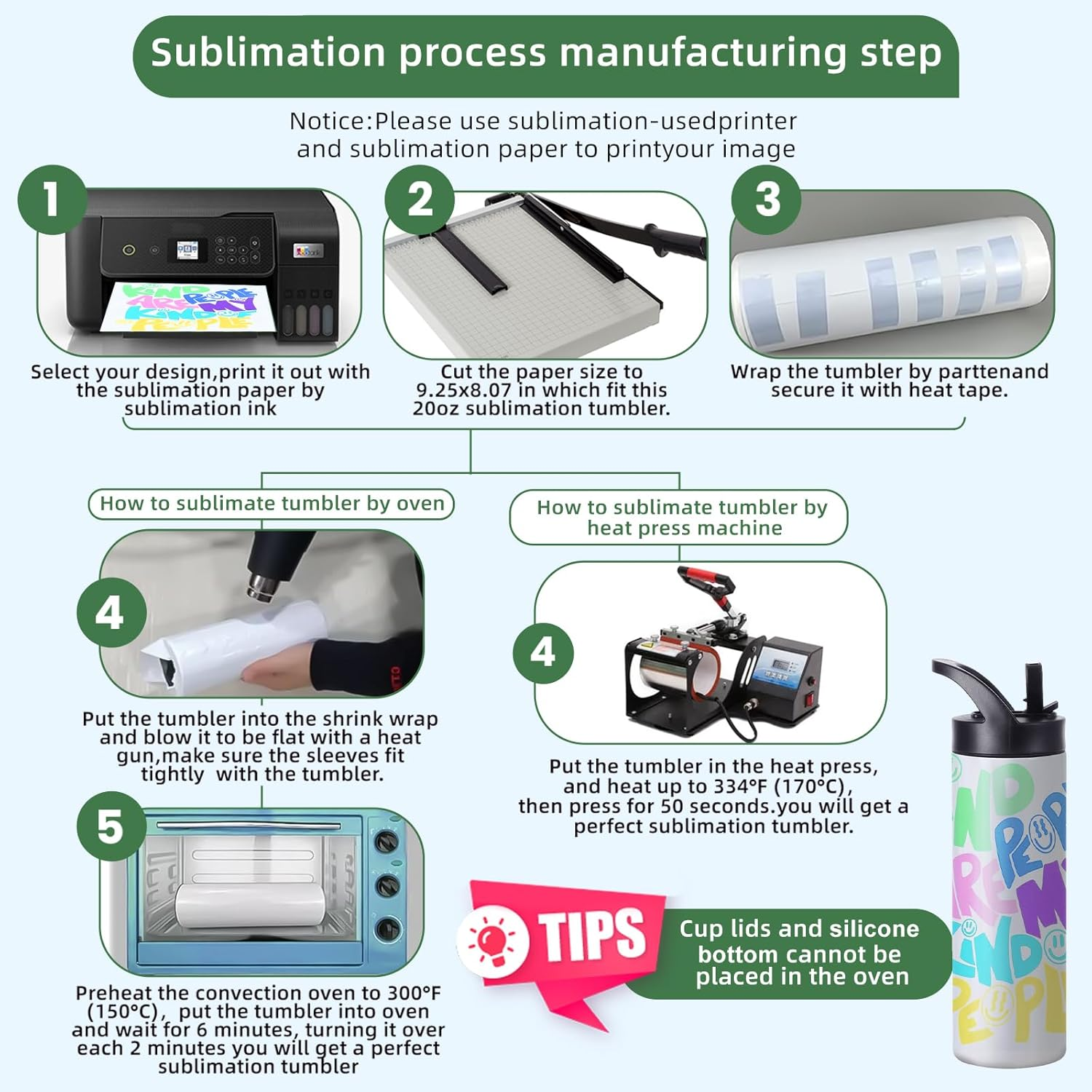 20Oz Sublimation Cup Set for Cup Heat Press Machine, Cafultgo 4-Pack with Lid & Straw, Double Wall Insulated, Great for Travel & Outdoor (4) image number 3