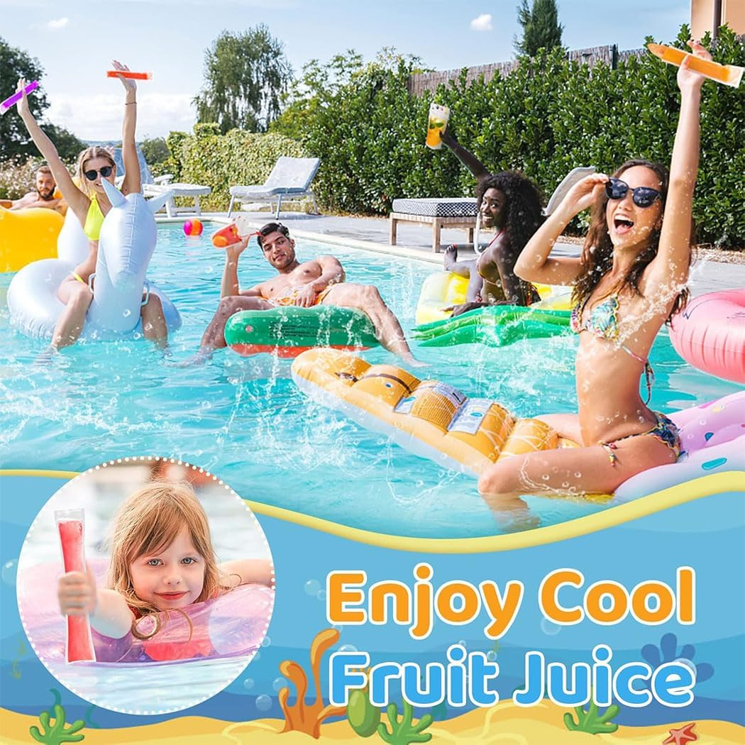 Aufondof 100Pcs Popsicle Bags, 11X2 Disposable Ice Popsicle Mold Bags for DIY Ice Pops, Yogurt, Juice & Fruit Smoothies Ice Pop Pouch with Silicone Funnel image number 5