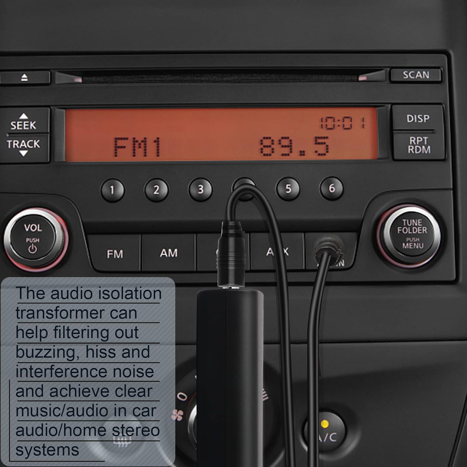 2 Packs Ground Loop Noise Isolator for Car Audio/Home Stereo System, Ground Loop Isolator with 3.5Mm Audio Cable image number 5