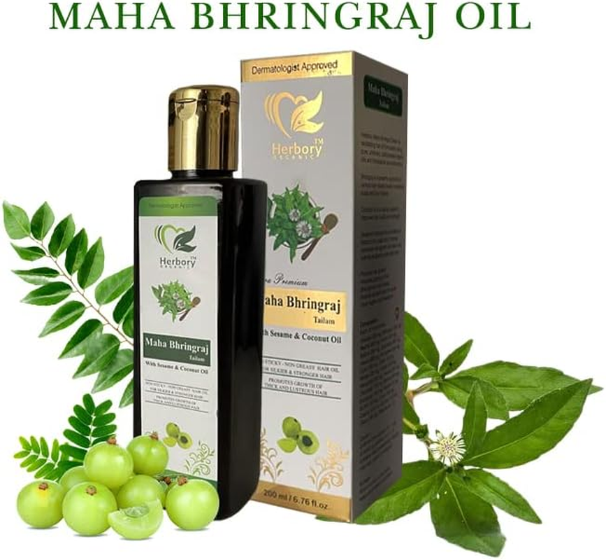 Herbory Mahabhringraj Tailam Anti-Dandruff Hair Oil for Unisex - 200Ml image number 1