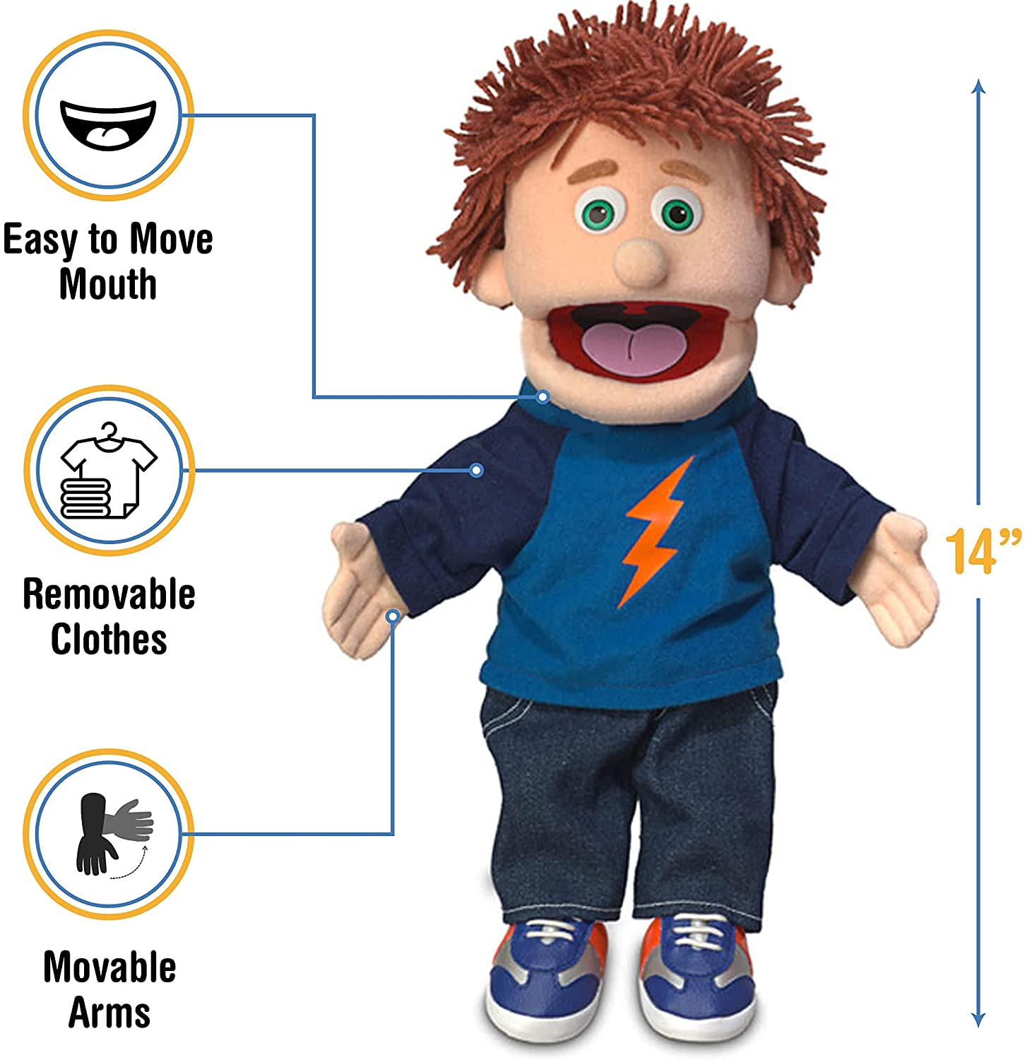 14" Tommy, Peach Boy, Hand Puppet image number 2