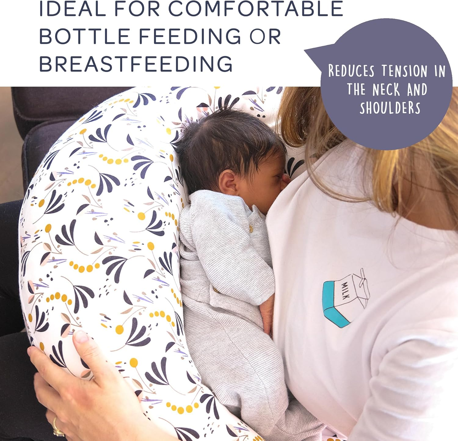 Beaba Big Flopsy Maternity and Nursing Pillow, Print Linen Natural image number 1