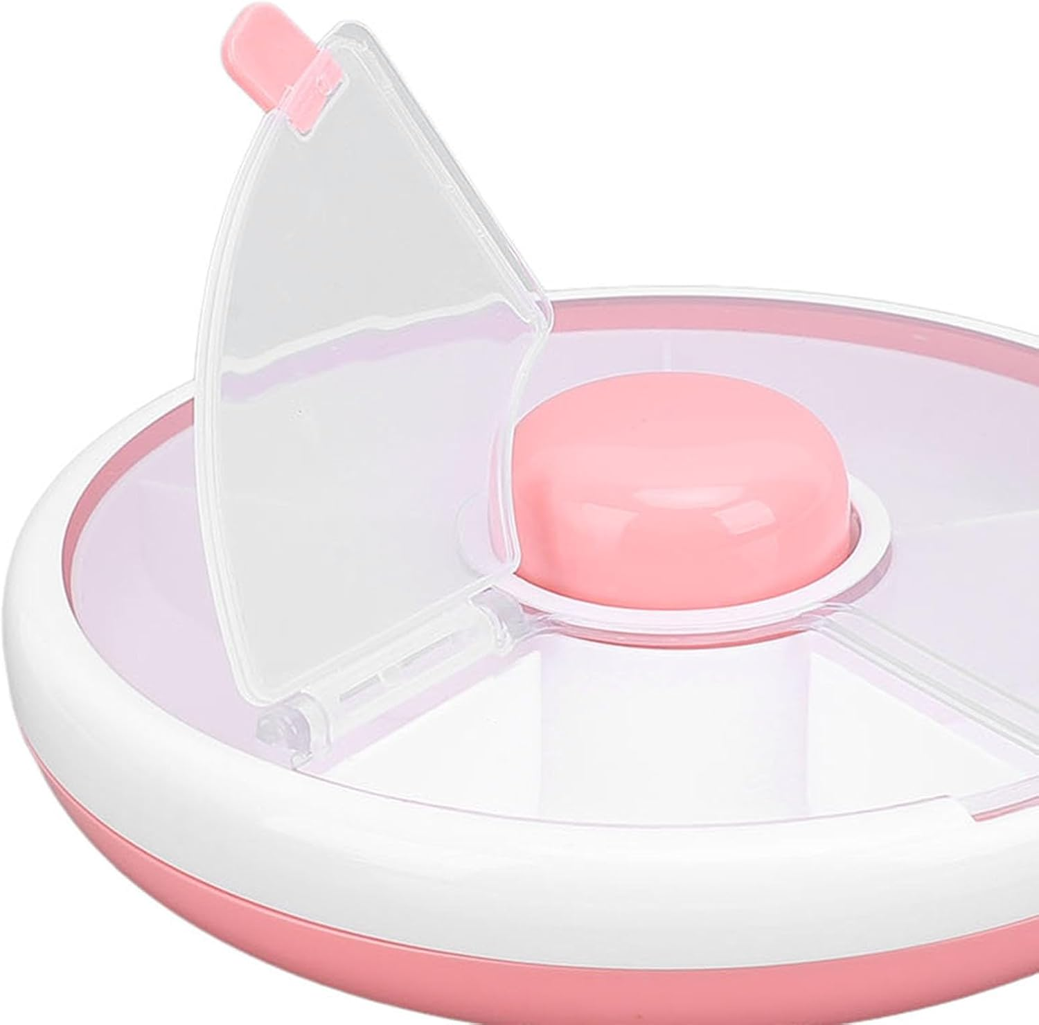 Rotating Snack Container, Large Capacity Sealing Fruit Storage Box with Lid, 360&deg; Rotating, Dampproof, 5 Compartment Dispenser for Kids (Pink) image number 5