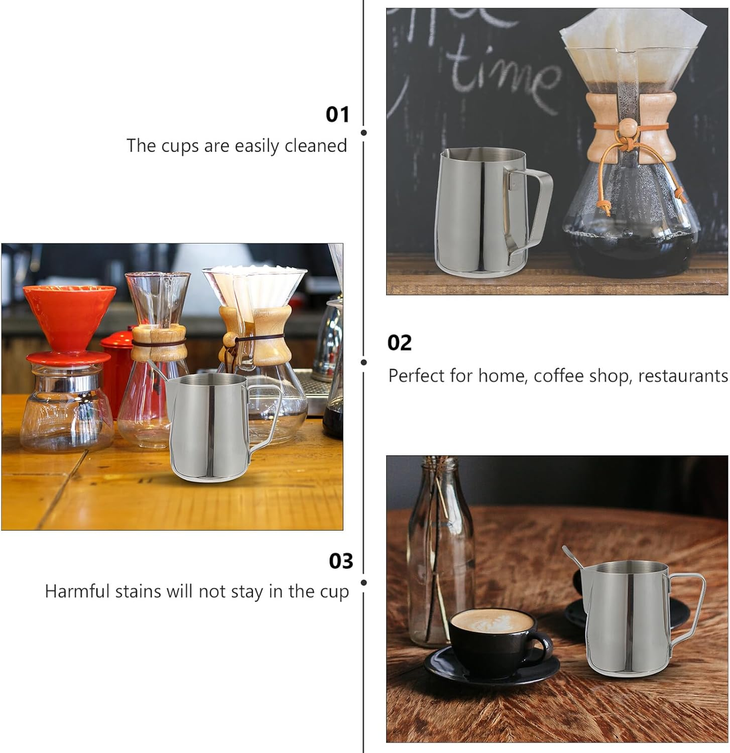 FUNNETOYU Stainless Steel Coffee Frothing Pitcher with Latte Art Pen Comfortable Grip Milk Frothing Cup for Espresso Yogurt Juice and Sauce Serving Easy-Pour Spout Design image number 3