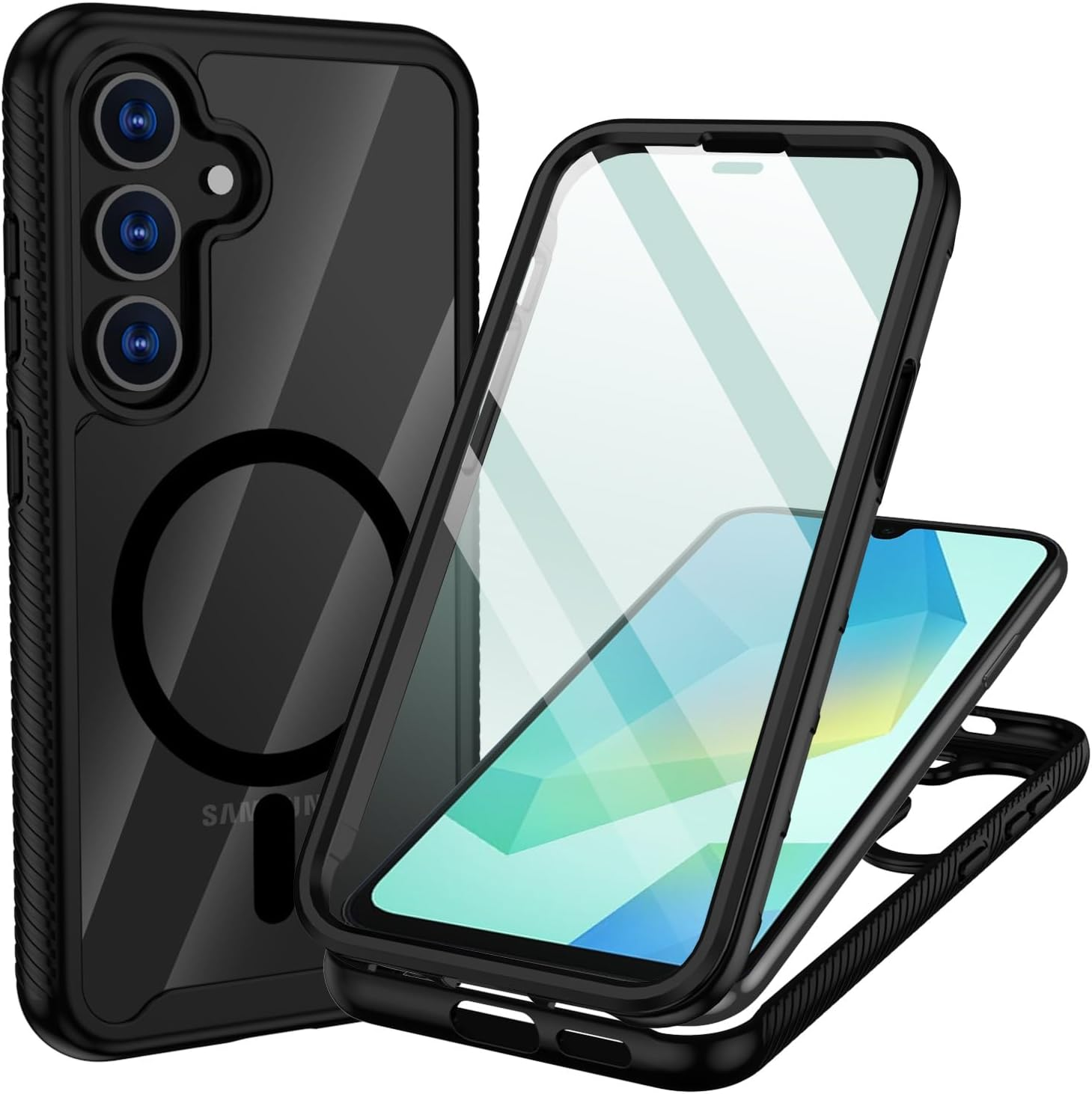 XTCASE Case for Samsung Galaxy A17 / A26 / A16 Magnetic Compatible with Magsafe, 360 Degree Full Body Protective Case with Built-In Screen Protector, Black image number 6