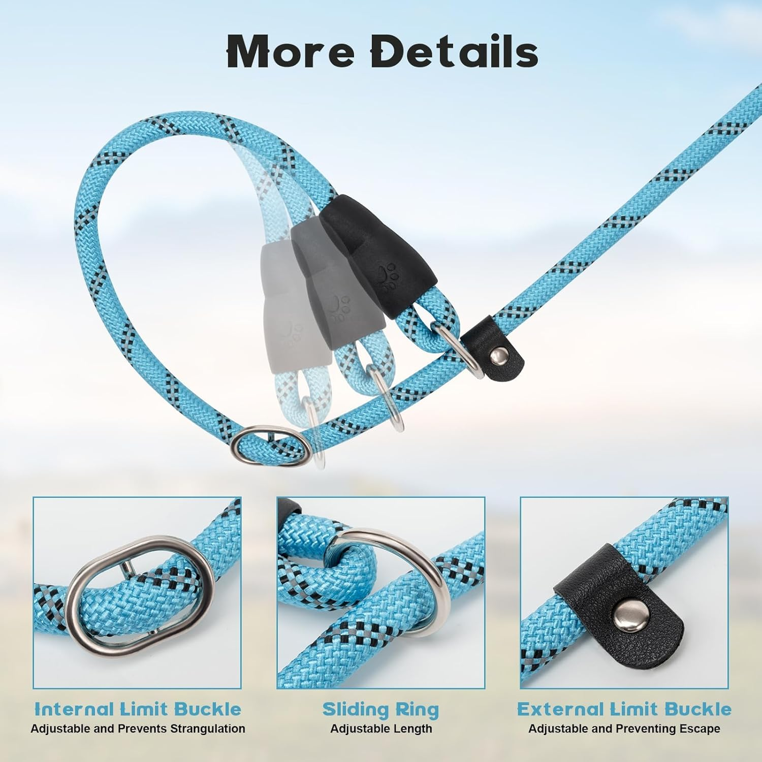 Catchu All-In-One Dog Leash, Easy Slip-On Design, Convenient for Walks, Adjustable P-Leash for Training and Control - Blue image number 1