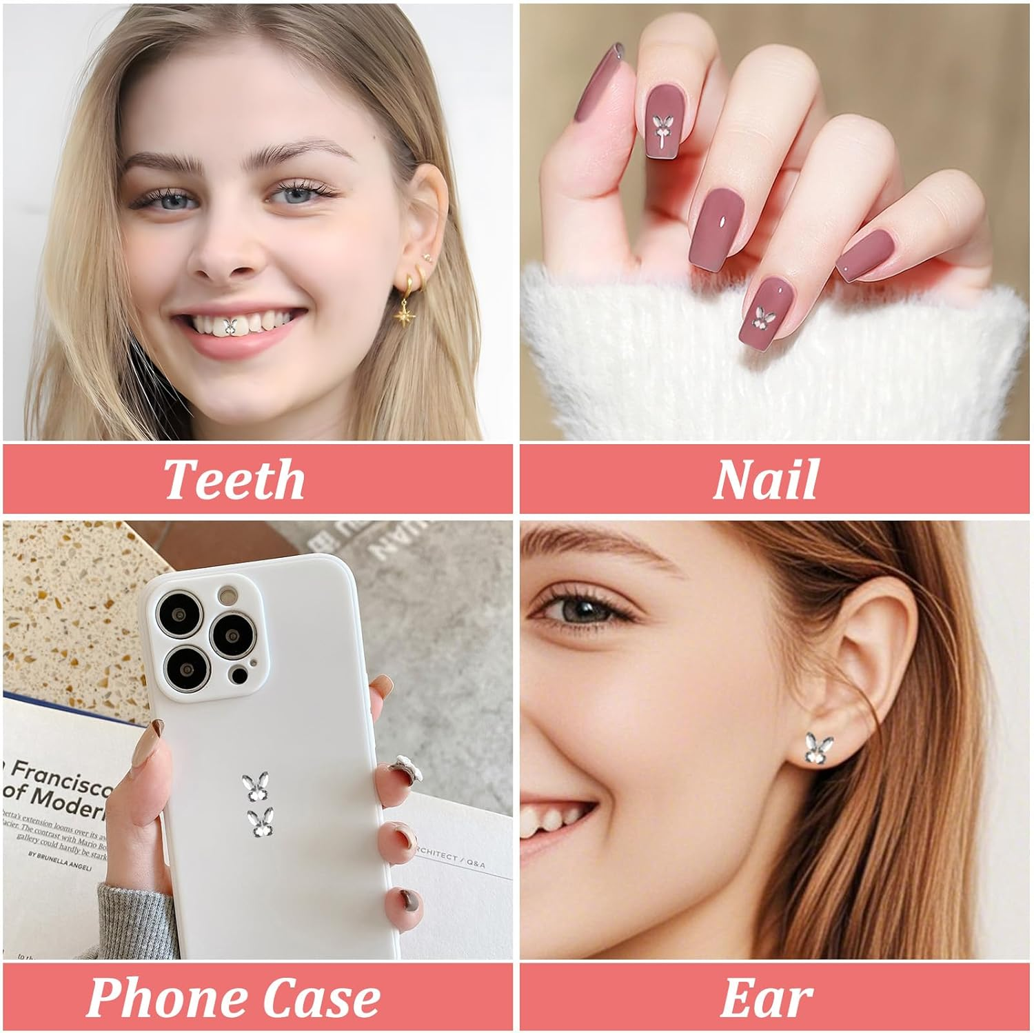 Tooth Crystal, 8 Pieces Tartar Tooth Decorations, Teeth Gemstone Beauty Dental Diamond, Tooth Crystal Ornaments Crystal Decor for DIY Nail and Teeth Decoration