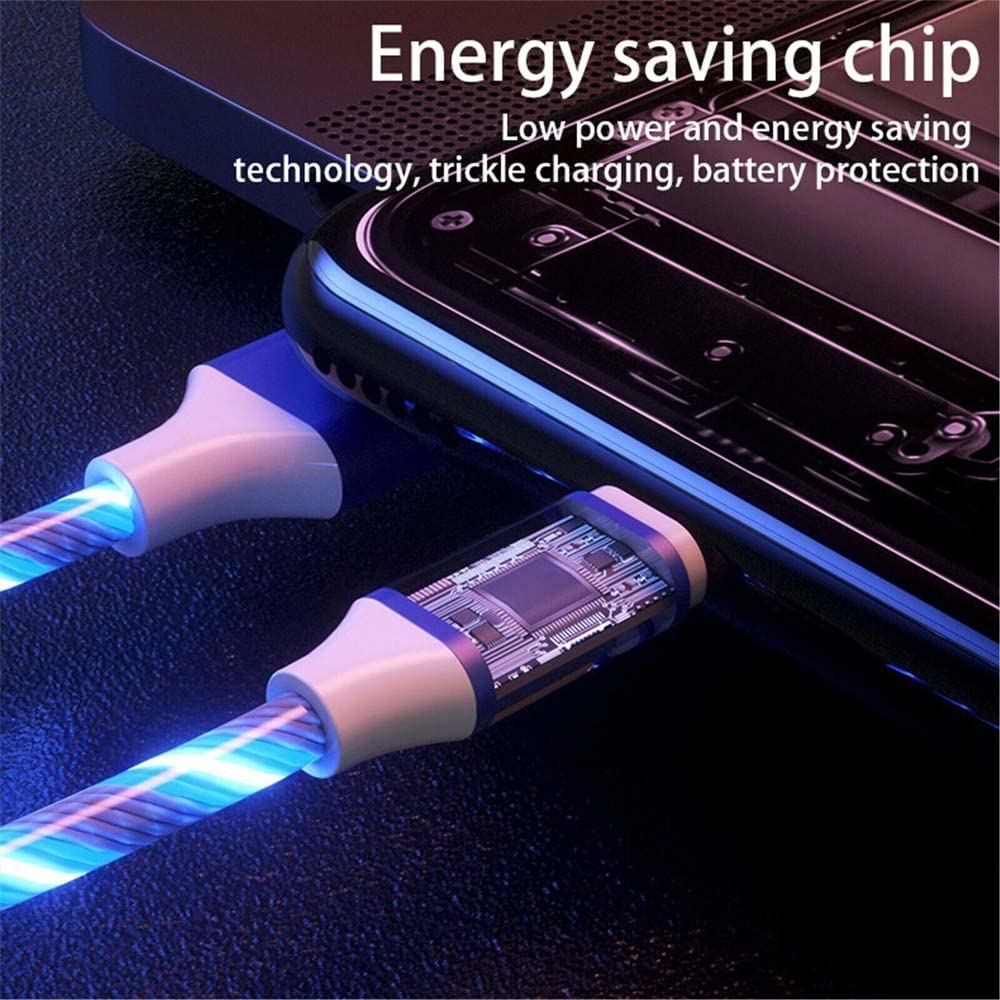 NDBOX 3-In-1 Glowing Charger Cable Compatible with or Replacement for Micro-Usb, Type-C, Phone Chargers - 100Cm Length (Multicolor) image number 3